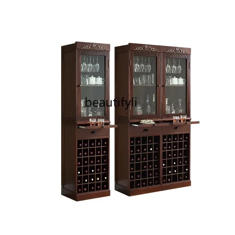 

46solid wood red wine, single door wine storage cabinet tempered glass red wine display cabinet floor-to-ceiling wine glass