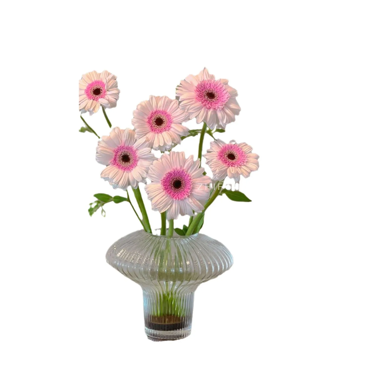 Transparent glass flying saucer design vase