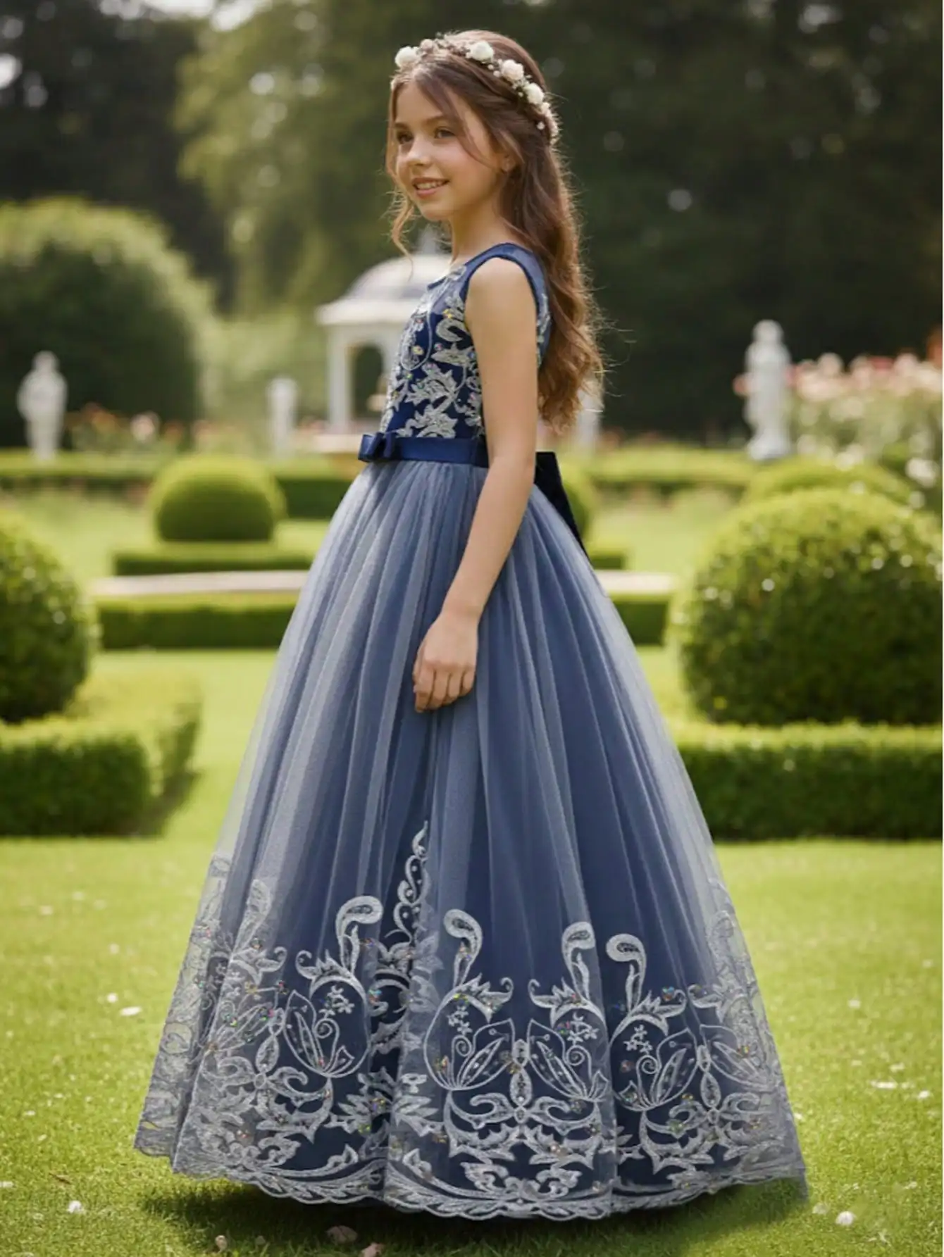 2026 Flower Girl Dresses For Weddings Lace Luxury Vestidos Princess Birthday Party Bridesmaid Dress For Kid 5-12 Years BIBIHOU