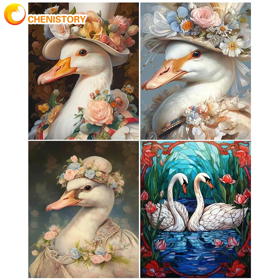 

CHENISTORY Drawing Painting By Number On Canvas Goose DIY Kits For Adults Paint Picture By Number Animal Home Decor Unique Gift