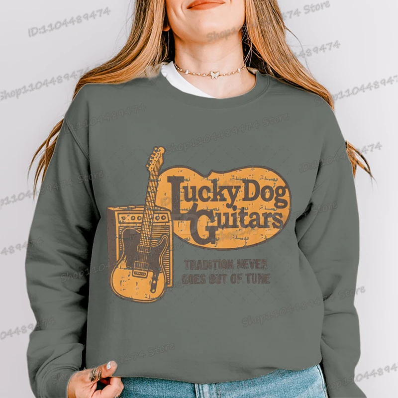 محظوظ الكلب القيثارات البلوز النساء الرجال التقليد لا يخرجون أبدًا من لحن رياضية الهيب هوب خمر القيثارات الخريف كنزة صوف