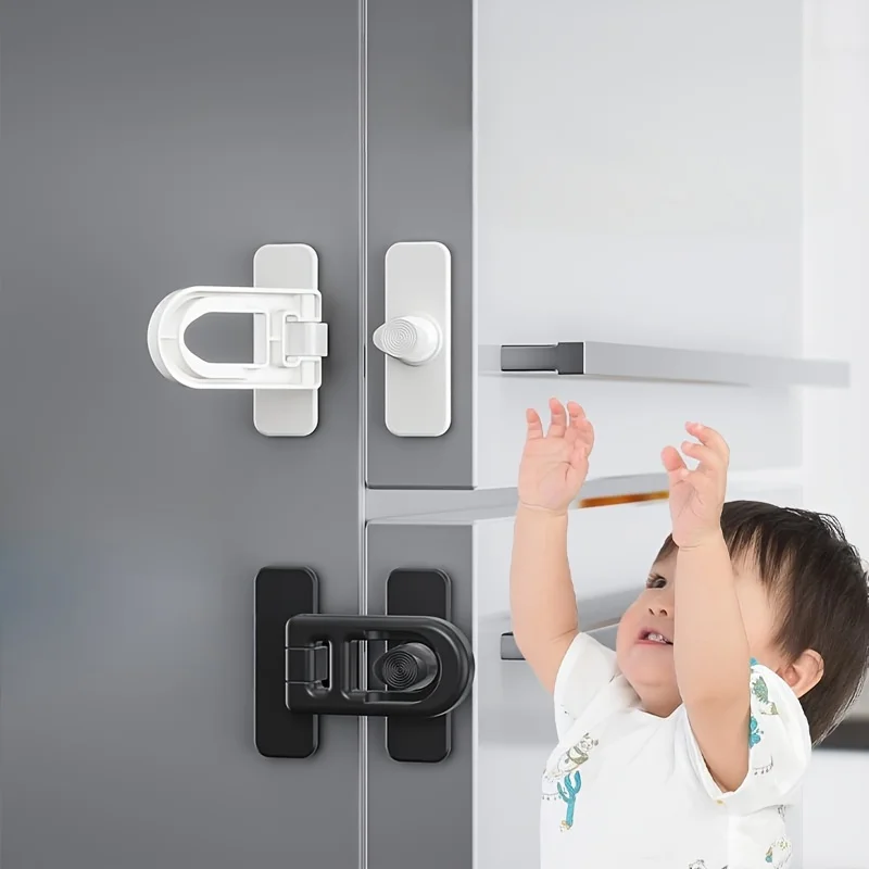 Easy-Install White Fridge & Freezer Door Lock  Bedroom Door Lock Rotate Without Drilling Holes No Tools or Drilling Required