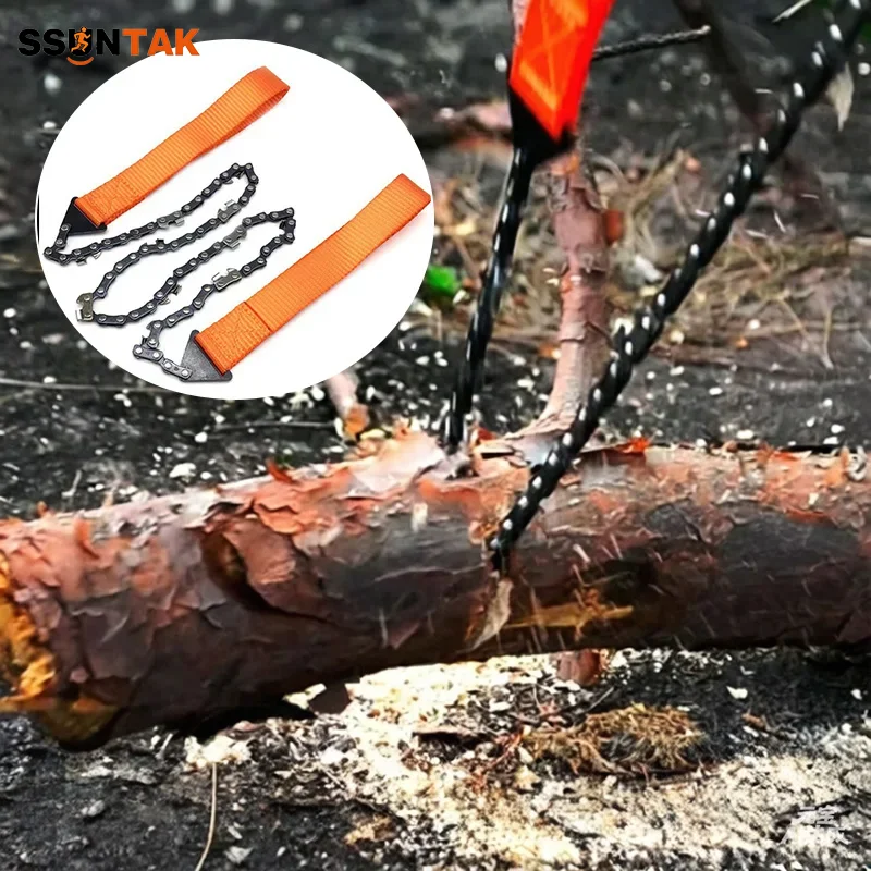 

SSUNTAK 11/33 Teeth Portable Pocket Chain Saw with Paracord Handle Folding Hand Rope Saw for Camping Hike Tree Cutting Woodwork
