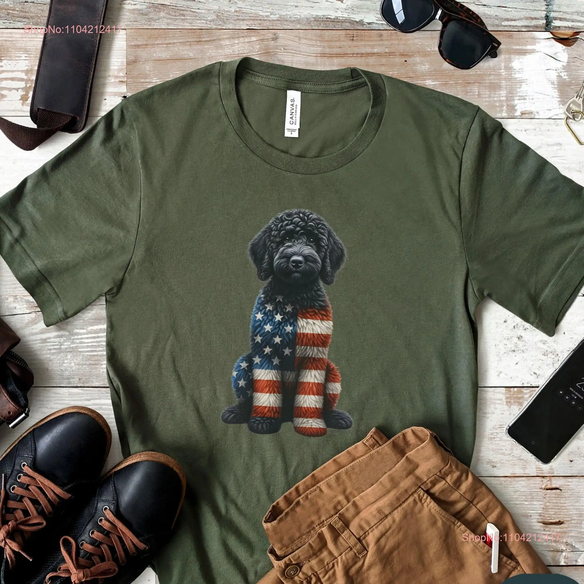 Black Doodle Dog Dad s Person 4th July USA Patriot Flag T Shirt Him American Independance Day Pet Fathers Husband