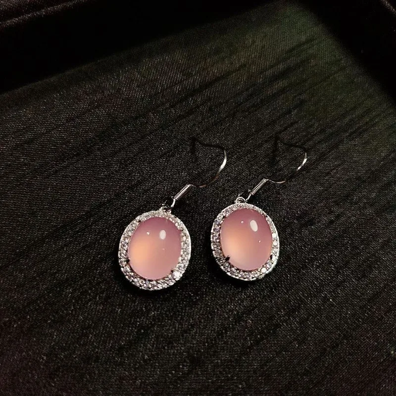 Pendientes de Calcedonia con incrustaciones, modelos de temperamento de moda para mujer