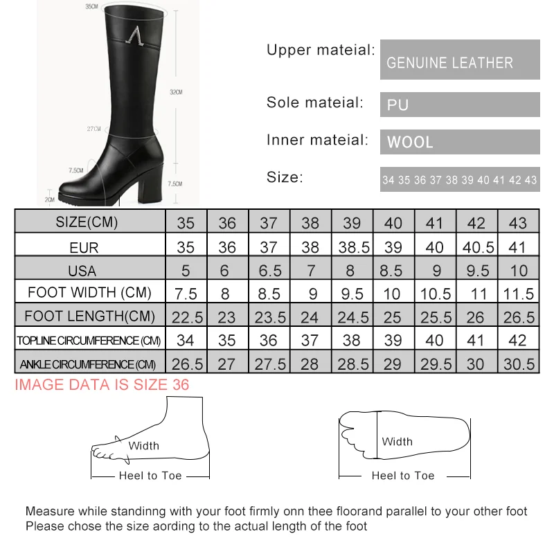 AIYUQI New Winter Genuine Leather Boots Women Shoes High Heeled Mid Calf Women Long Boots Warm Snow Boots Lady Fashion Shoes
