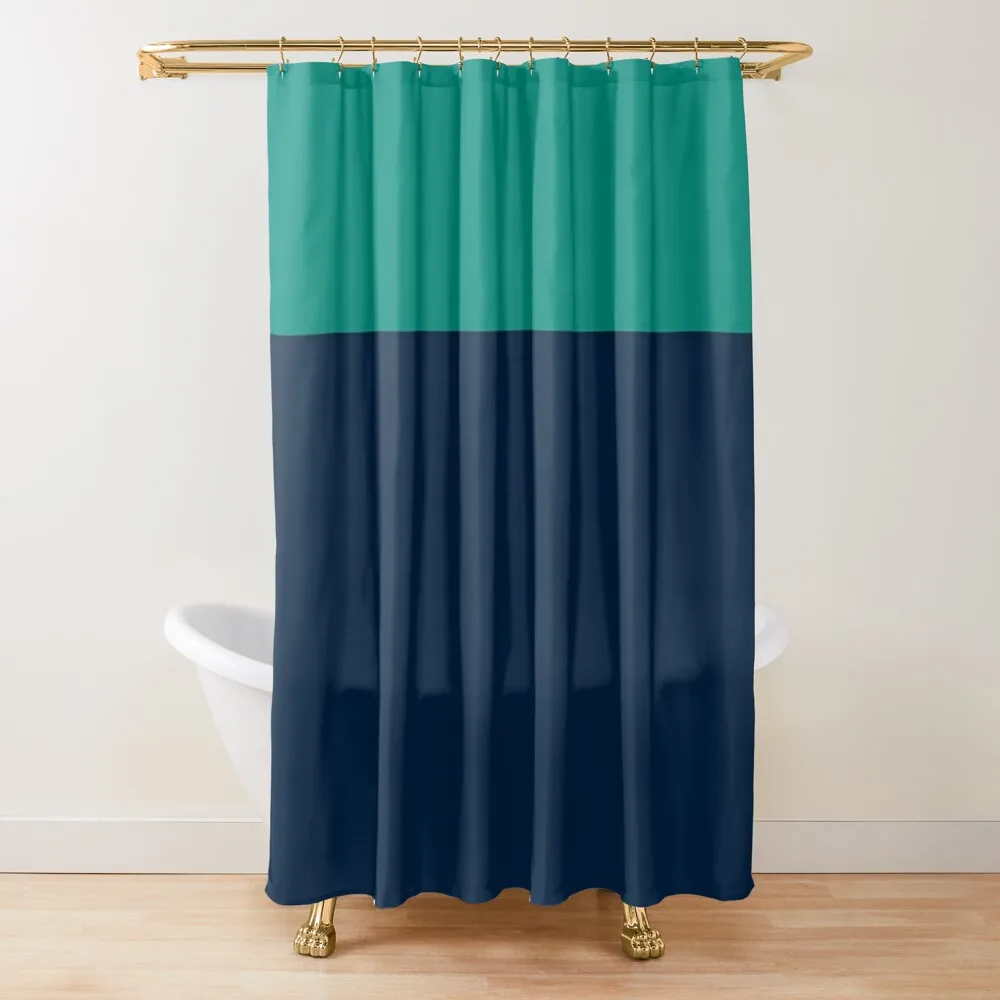 

Color Block Minimalist Pattern - Teal and Navy Blue Shower Curtain Cover Shower For Bathroom Set Curtain