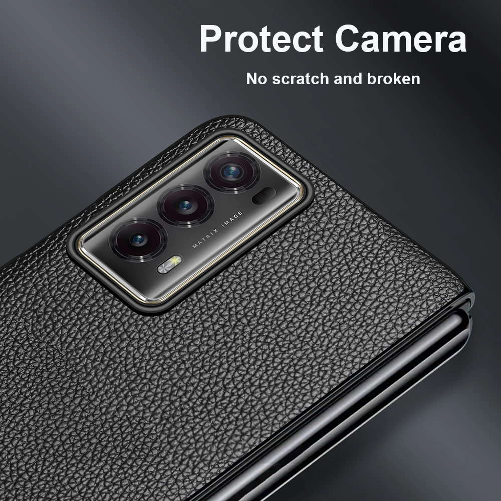 For Honor Magic V2 Phone Case Official Genuine Leather Cover Shockproof Coque Hard pc Camera Protector Ultrathin Skin funda