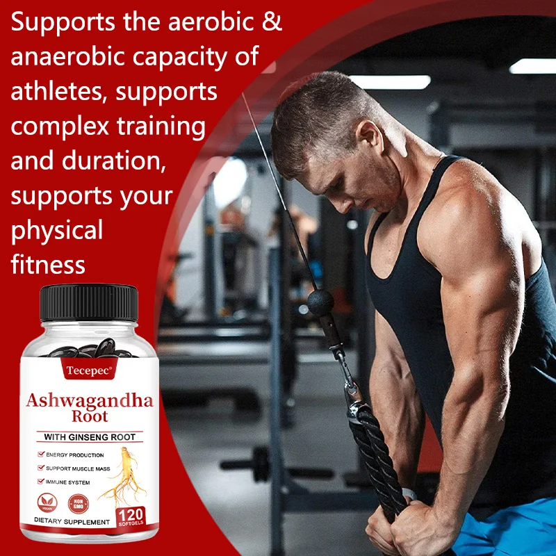 Ashwagandha Root Extract, Helps with Energy, Muscle Mass, Immune System, Non-GMO, Dietary Capsules