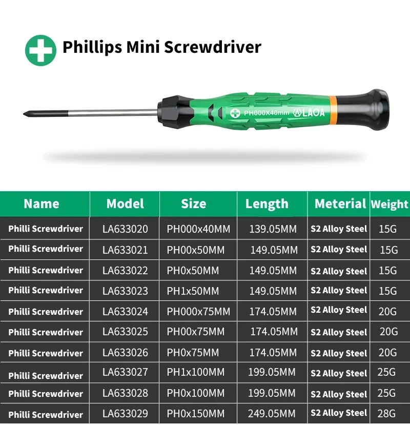 LAOA 1 Stück Präzisions-Schraubendreher SL1.0-4.0 Phillips Mini-Schraubendreher Kreuzschlitz-Schraubendreher T5-T20 – Detail 4