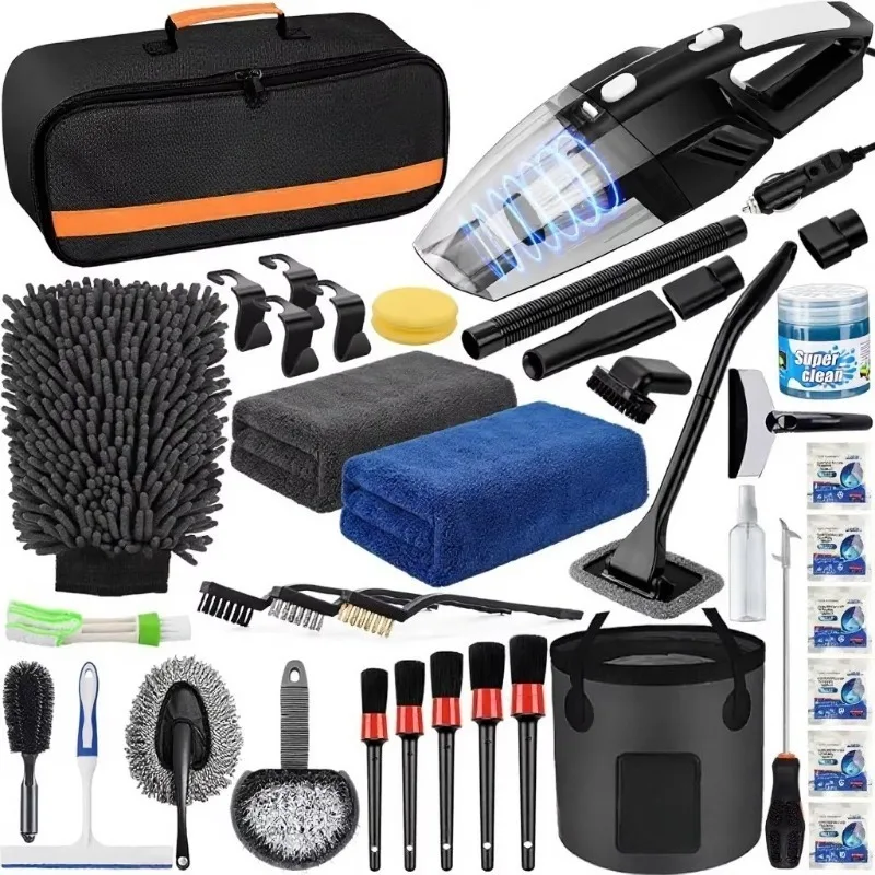 car cleaning car wash kit car details cleaning high power hand-held vacuum cleaner collapsible bucket windshield tool