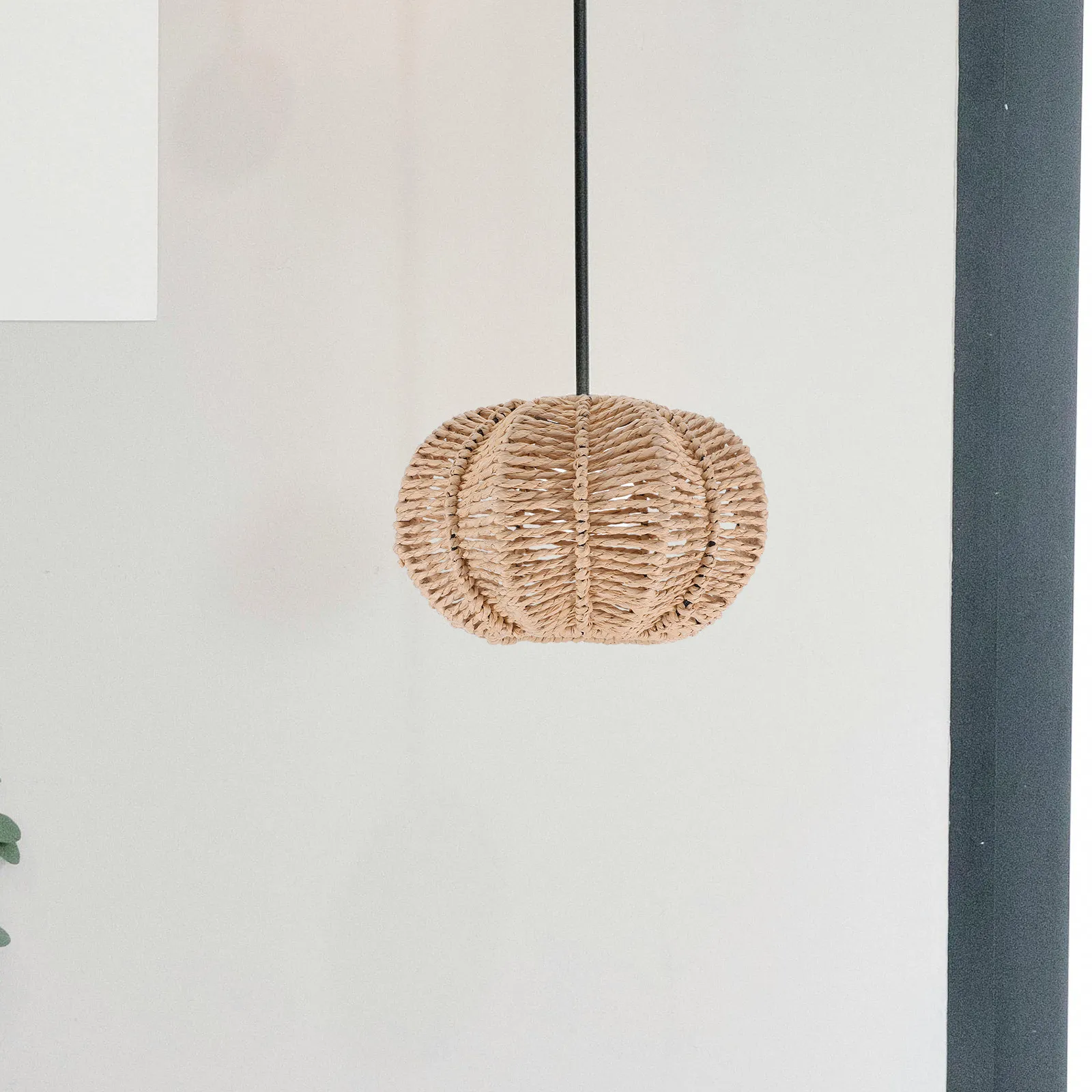 Vintage Woven Paper Rope Lampshade Replacement Handmade Pumpkin Style Light Cover For E27 Ceiling Pendant Floor Wall Sconces