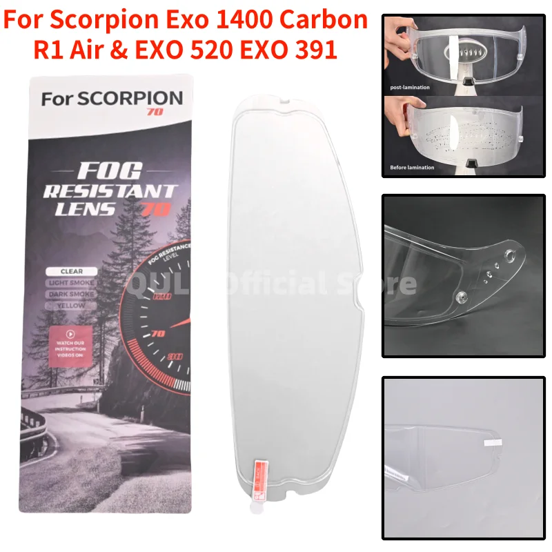 R1 Anti fog film For Scorpion exo 1400 Carbon, R1 Air,exo520 exo391 Motorcycle Helmet Visor