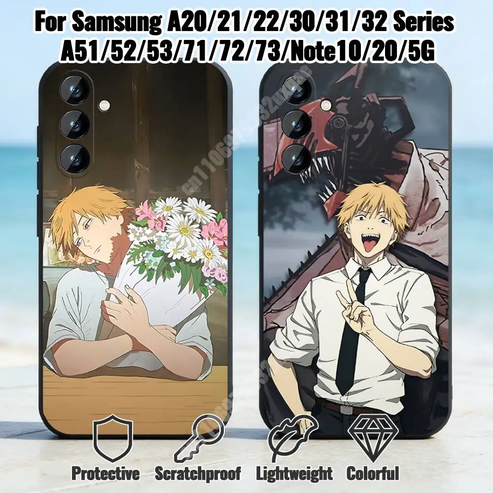 C-Chainsaw M-Man Denji Phone Case for Samsung Galaxy A12 13 Note 10Pro 20Ultra A20 21 30 31 40 41 A71 72 Silicone Protector