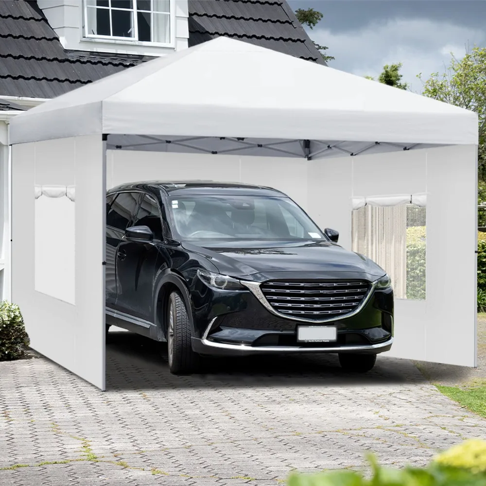 

10x10ft Pop Up Canopy Tent Tent Removable Sidewalls & Sandbags For Wedding Party