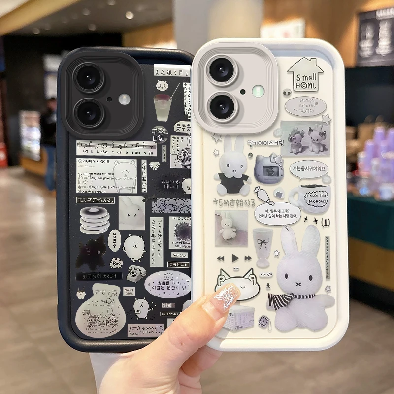 Funda de teléfono suave con bonito conejo Chiikawa para iPhone 16E 16 15 14 13 12 11 Pro Max X XR XS SE 2020 SE4 7 8 Plus, funda de silicona de lujo