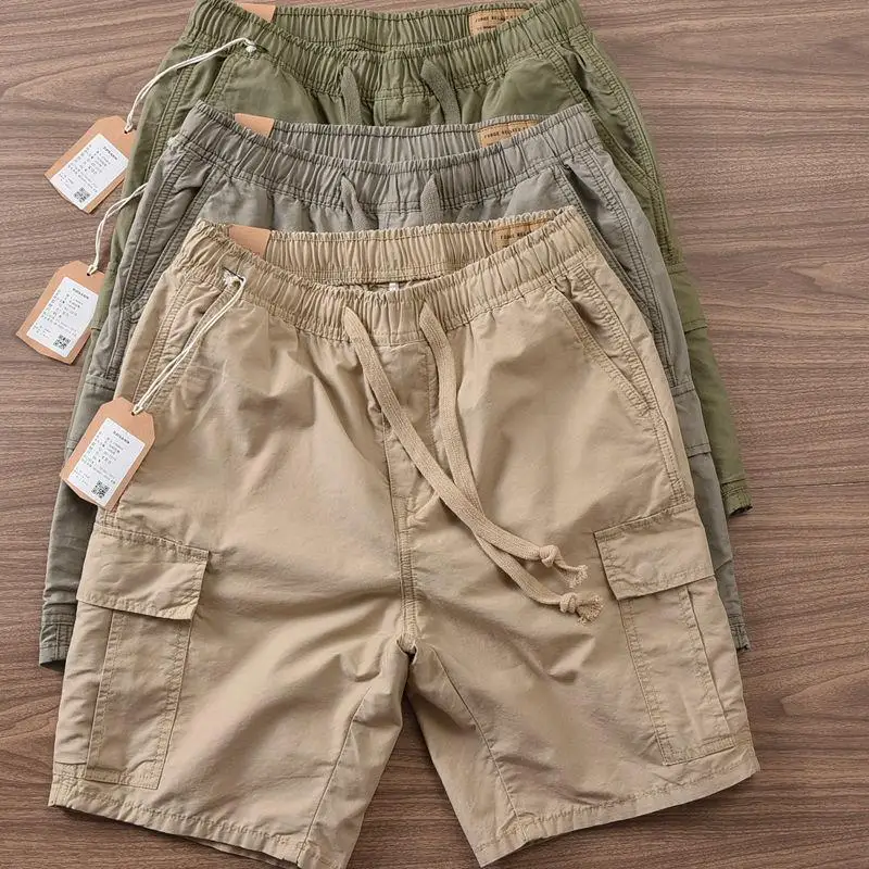 

Мужская хлопковая рабочая одежда, длина пять четвертей, прямые ноги, тонкие, из чистого хлопка, летние повседневные, молодежные, Vitali Sle