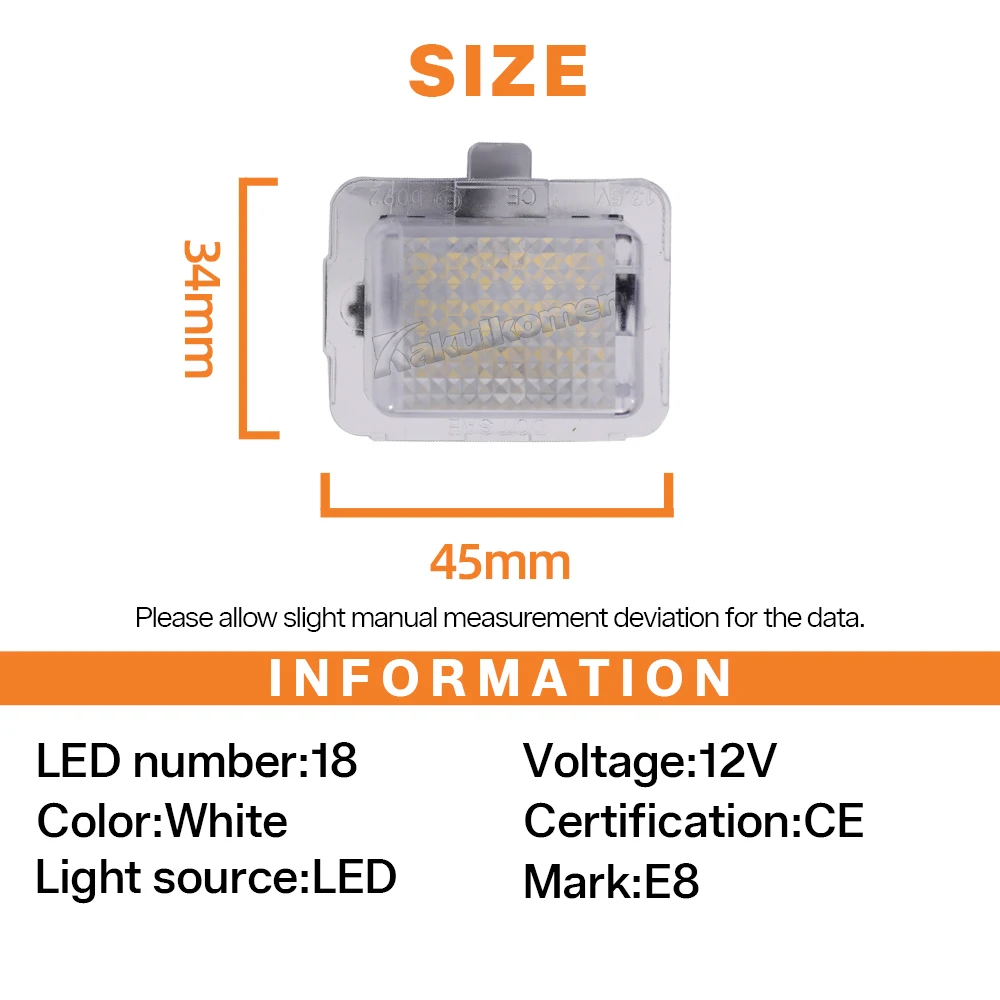 2 Stück Fehlerfreie LED-Kennzeichenbeleuchtung für Mercedes Benz W204 W212 C207 C216 W221 2007-2011 T10 Kennzeichenleuchten – Detail 10
