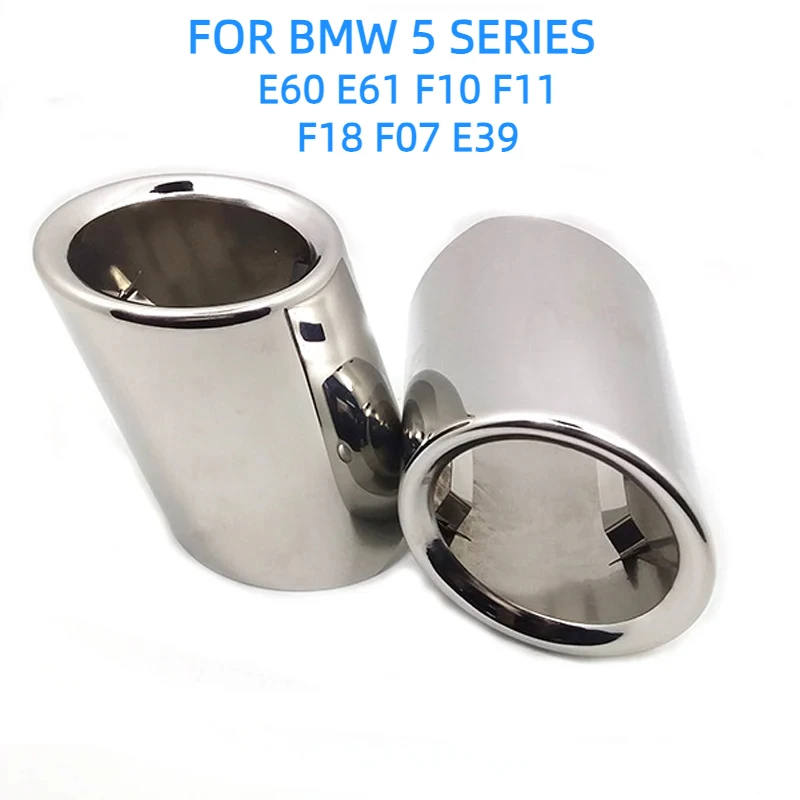 2PCS For BMW 5 Series F10 F11 F18 E60 E61 E39 528i 530i 535i 535d Car Exhaust Tip Stainless Steel Muffler Tail Throat Decoration