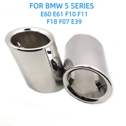 2PCS For BMW 5 Series F10 F11 F18 E60 E61 E39 528i 530i 535i 535d Car Exhaust Tip Stainless Steel Muffler Tail Throat Decoration