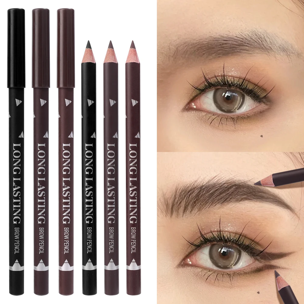 Dual-Use Eyeliner Wenkbrauw Potlood Waterdicht Professionele Vrouwen Oogmake-Up Niet-Vegen Natuurlijke Zwartbruine Wenkbrauwversterker Cosmetica