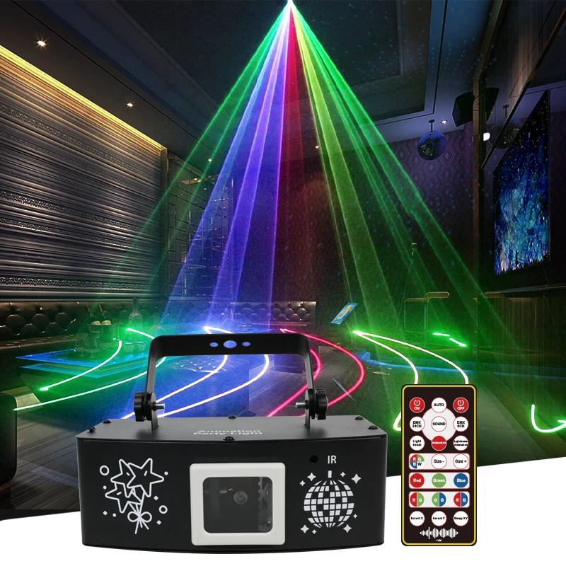 HCWE Night Light DMX LED Red Green Laser Light Indoor Home Party Lamp for Bar Club Birthday Holiday Wedding Event Stage Lighting