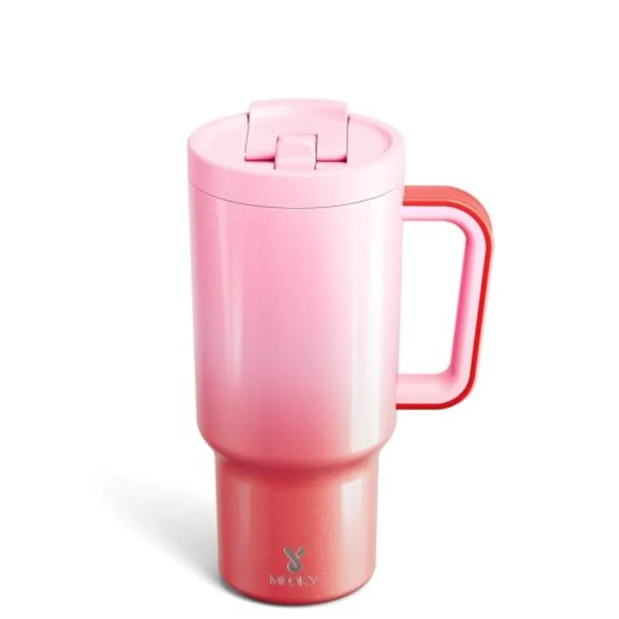 

Tumbler with Handle and Flip Straw, 100% Leakproof Tumbler with Lid and Straw, Stainless Steel Insulated Cup, Cupholder Friendl