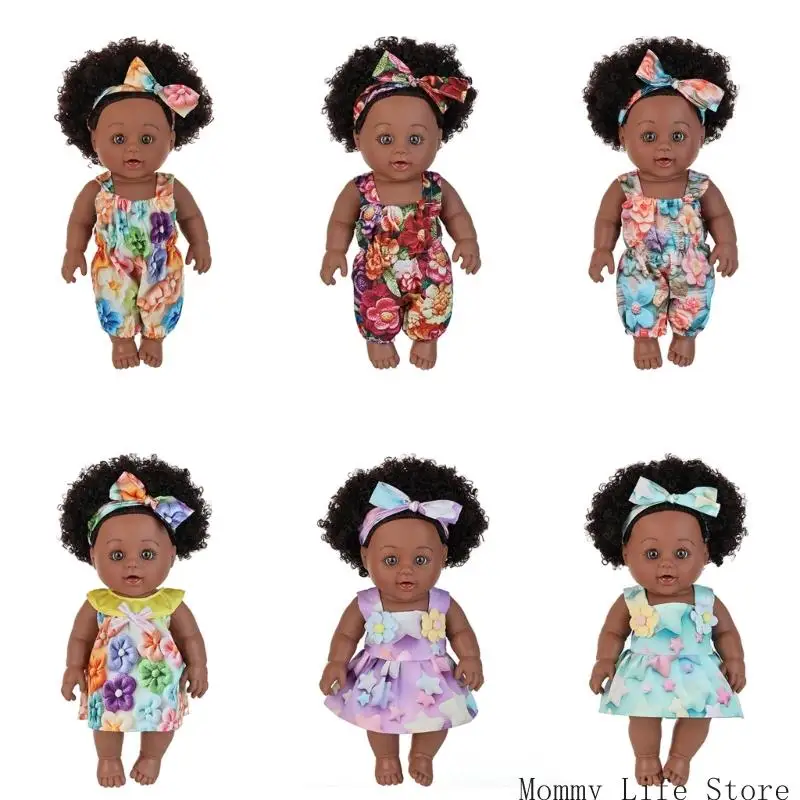 

African American Reborns Toy 12Inch Black Doll Safe Children Collectible Gift