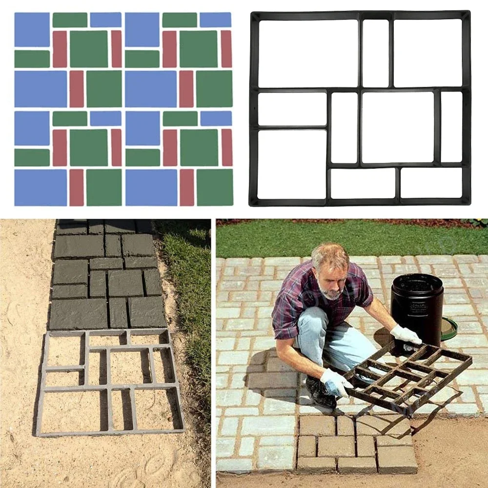 1pcs Garden Path Maker Mold DIY Garden Lawn Paving Mold Stone Brick Concrete Reusable Manual Paving Cement Brick Mold