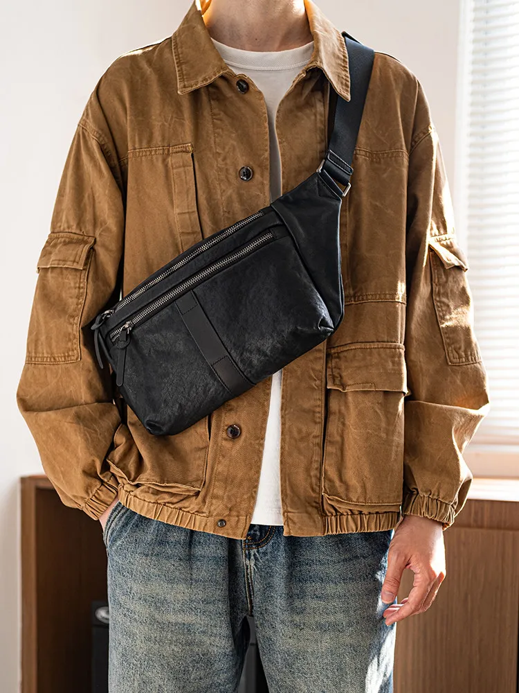 

Leather vegetable tanned casual backpack cowhide messenger bag