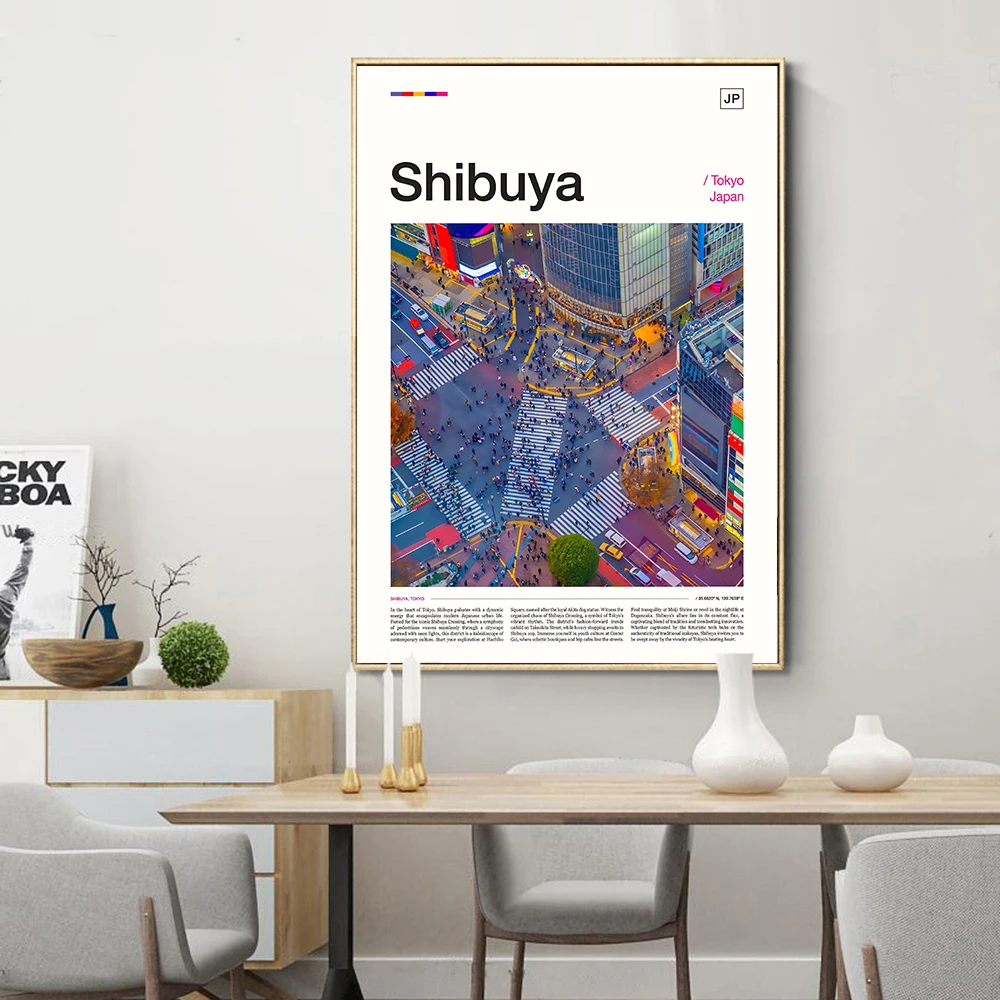 

Shibuya Travel Canvas Poster Japanese City Photographic Art Print City Wall Art Travel Prints and Destination Decor Home Decor