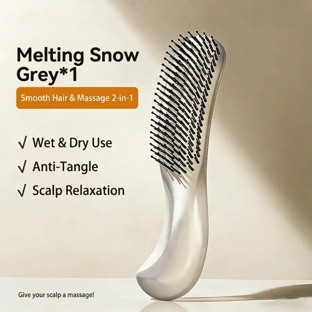 Curved Shape Massage Hair Comb Dual Layer Teeth Portable Detangling Hair Brush Smooth Detangling Matte Grip Curved Styling Comb