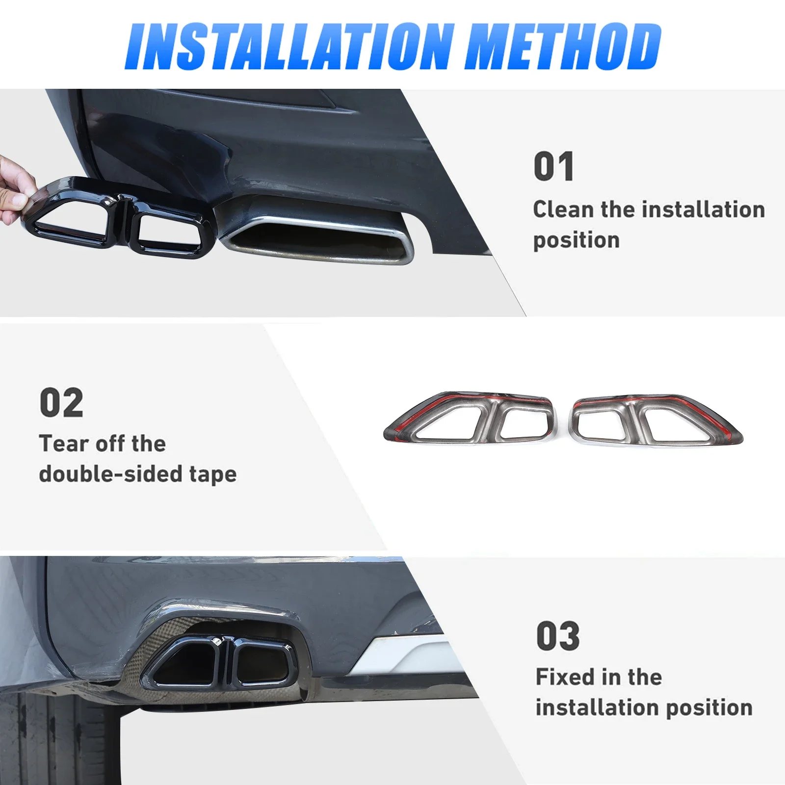 2 قطعة الفولاذ المقاوم للصدأ الأسود لسيارات BMW 5 6 سلسلة GT G30 G32 G38 2018-2023 سيارة الذيل الحلق العادم الخمار غطاء الأنابيب الملحقات