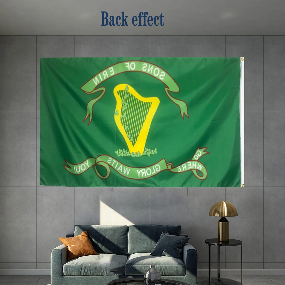 10th TN Irish Brigade Regiment Historical Flag Graphic Custom Printed Hanging Banner Polyester Shaft Cover Grommets 3X5FT 90X150