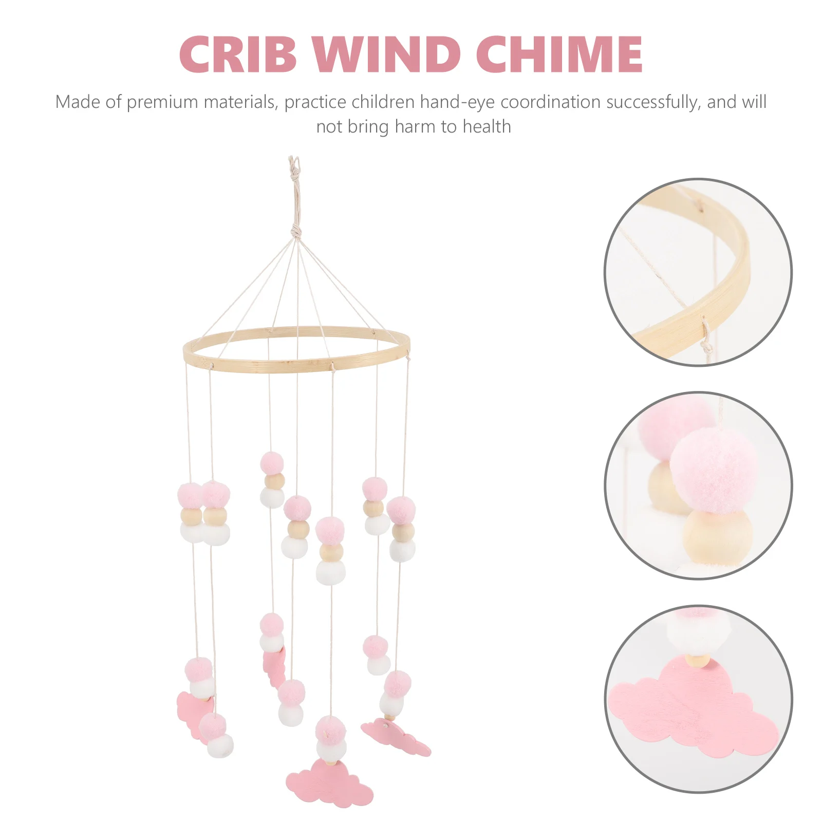 Bola de fieltro de estrellas, móviles, colgantes para bebés, adorno para cuna de bebé, juguete Musical de madera para decoración de pared de cuna