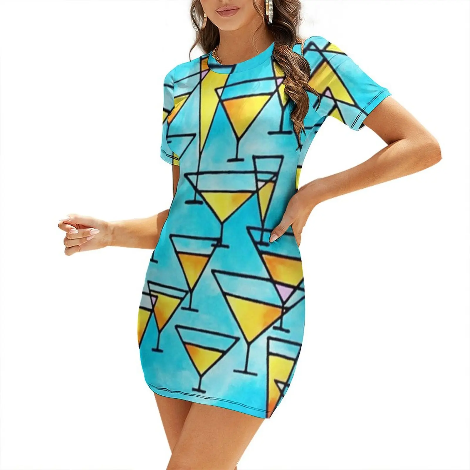 

martini time Short-Sleeved Dress fairy dress dress for women summer dresses wedding dresses for woman