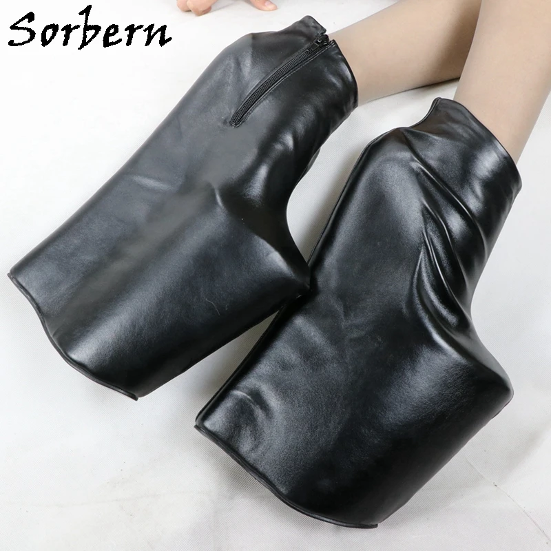 Sorbern 30cm High Heel Wedge Boots Unisex  Platform Drag Queen Fetish Booties Cosplay Invisible Platforms Shoe Display 36-48