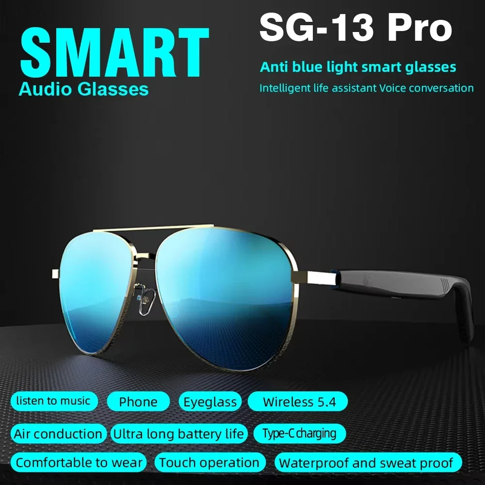 Smart Wireless Bluetooth Glasses Fashion Anti-Blue Light Glasses Multi-functional Music Playback Phone Answering Touch Operation