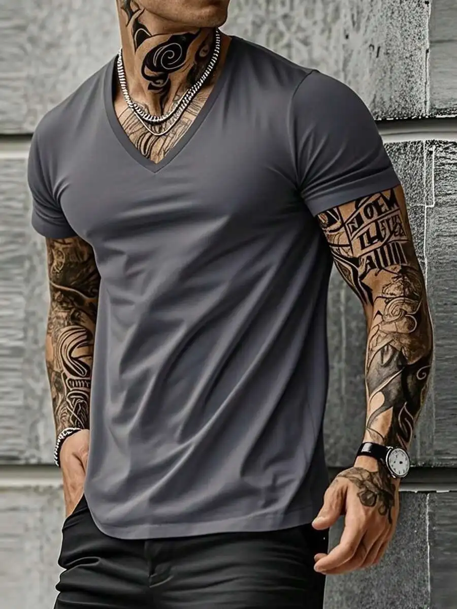 

Mens Breathable Fabric V-Neck Short Sleeve T-Shirt Set