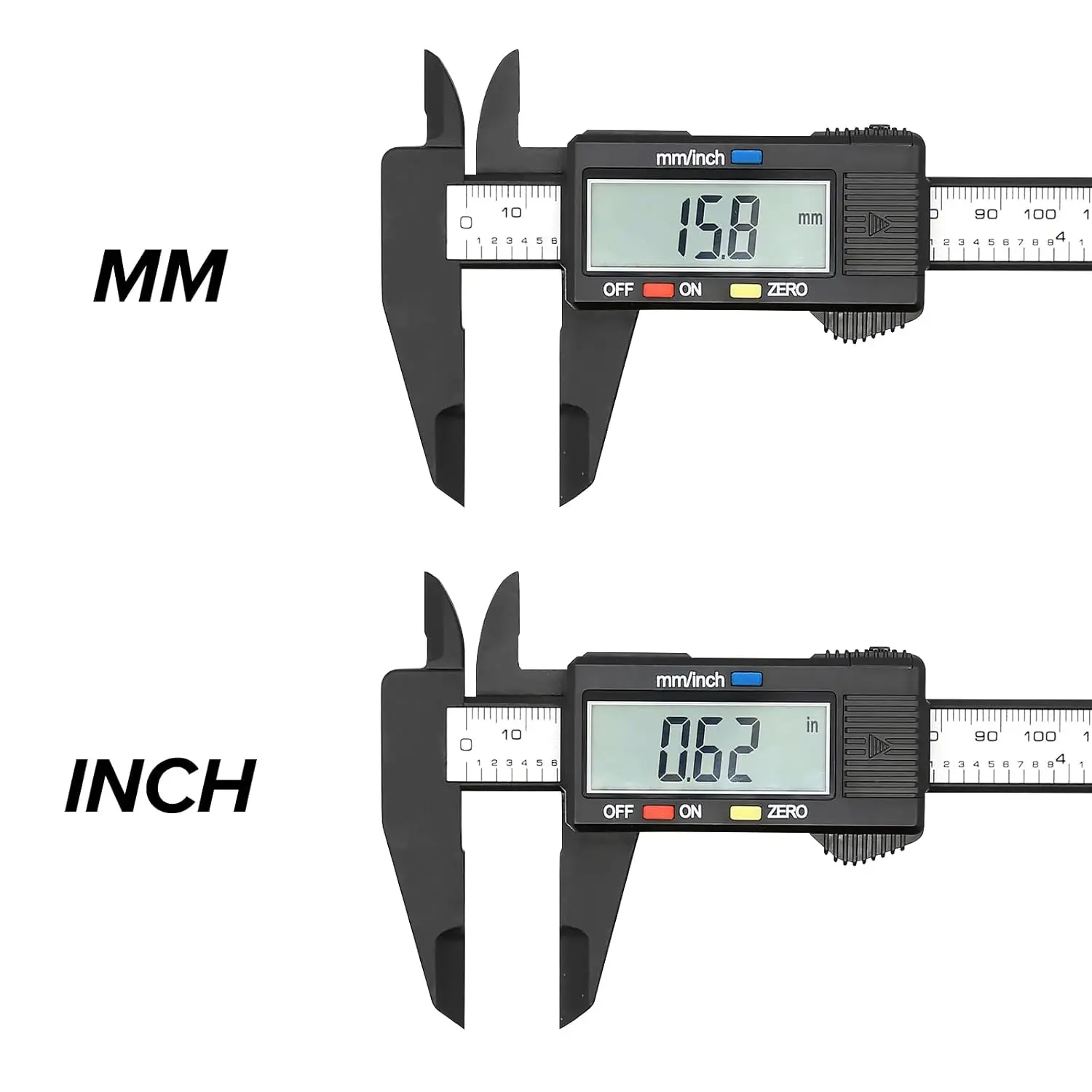 Electronic Digital Caliper, Plastic Vernier Caliper, Caliper Measuring Tool with Inch/Millimeter Conversion,