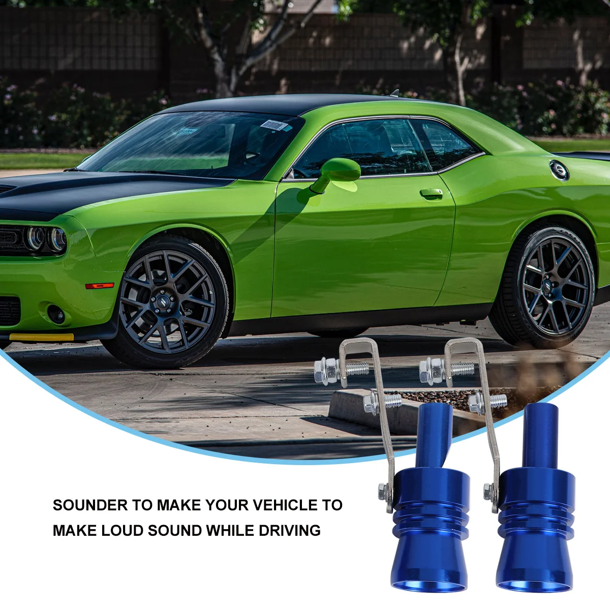 

2pcs Roar Maker Turbine Whistle Sounder Exhaust Roar Maker Clip-On Installation For Tailpipe Size Xl Blue