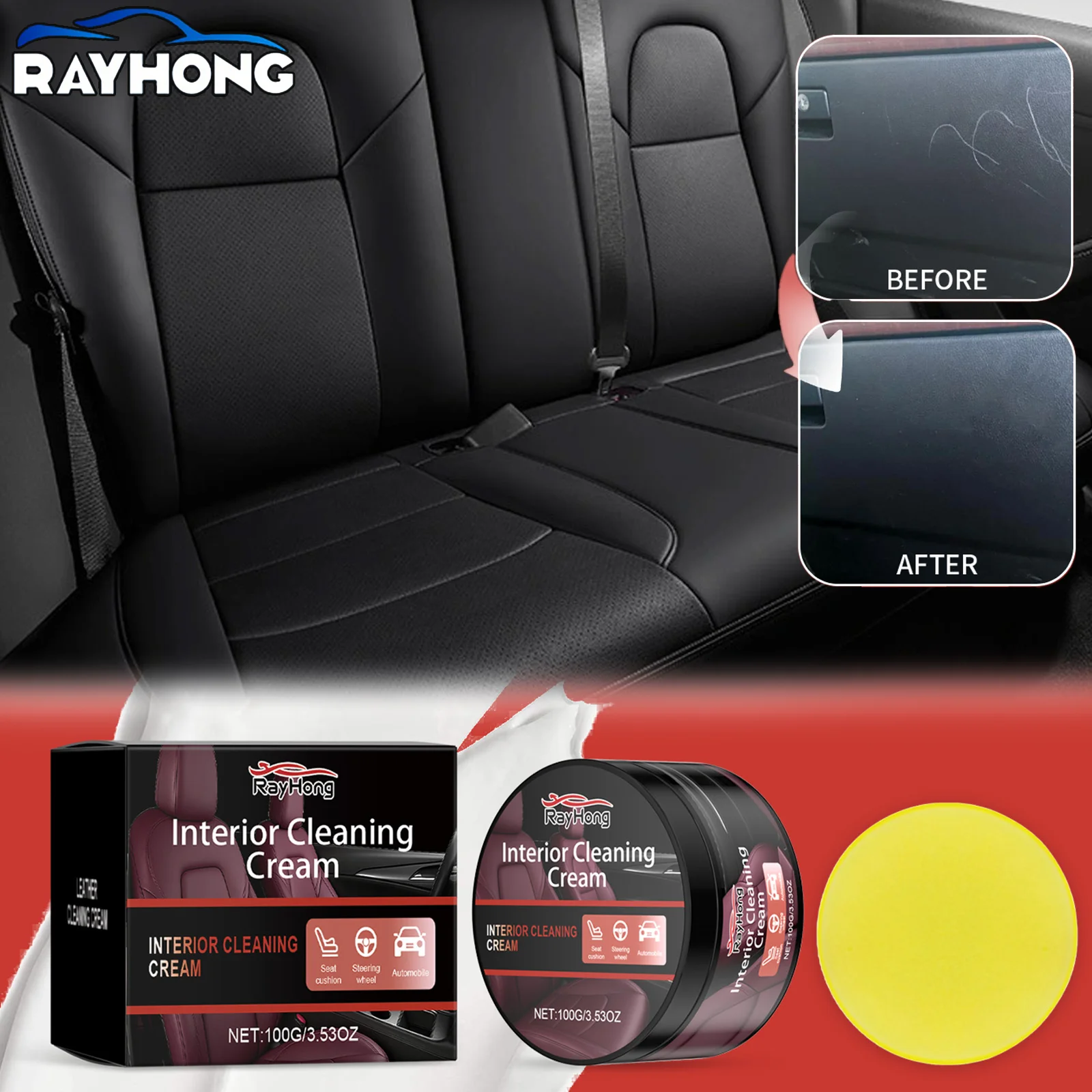 Car Leather Restorer & Conditioner Deep Clean Nourishes Leather Rejuvenates Color Texture Dashboard Seat Care Kit Autocare