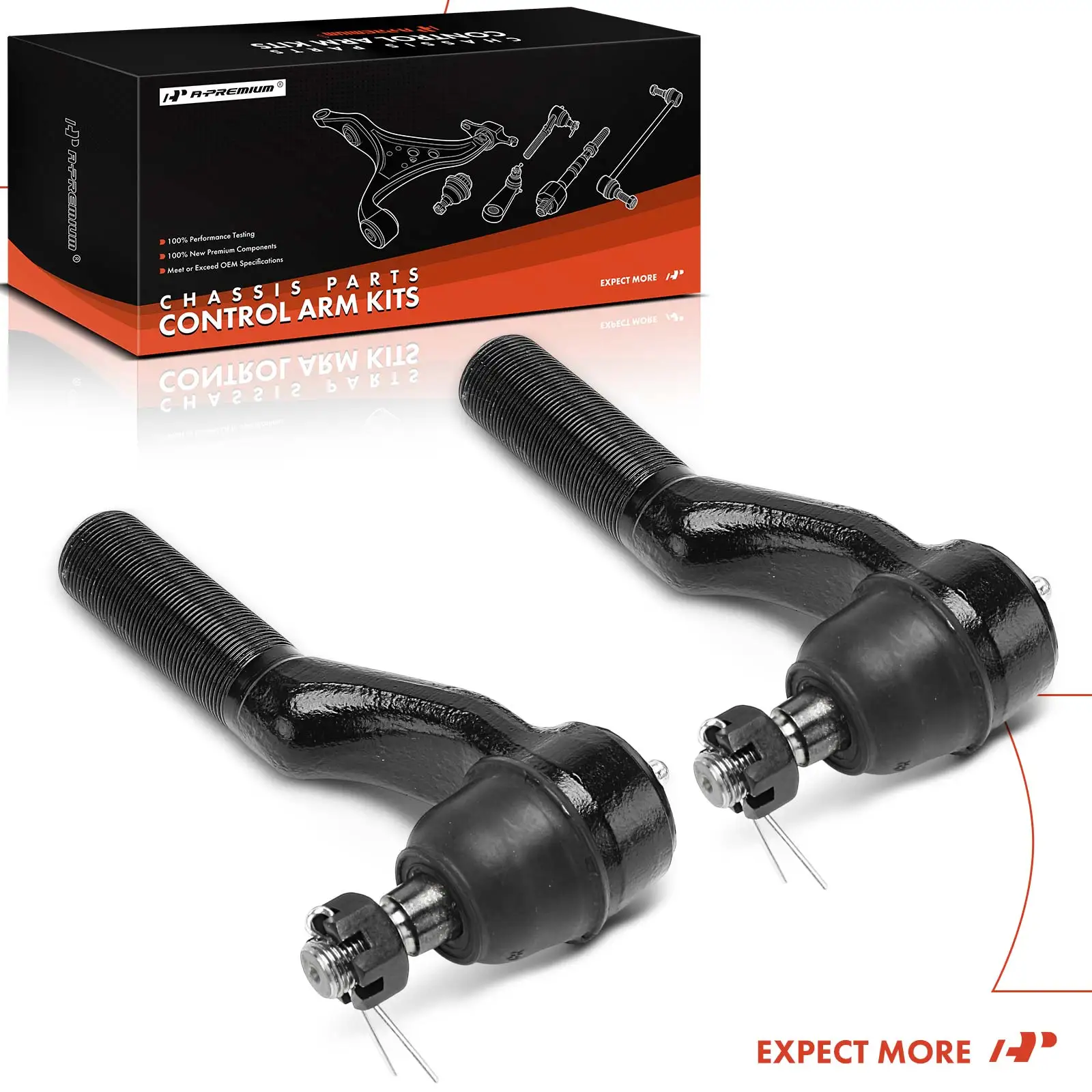 A-Premium 2x Front Outer Tie Rod End for Ford E-150 2007-2014 E-250 2008-2014 E-350 Super Duty E-450 Super Duty 2008-2019