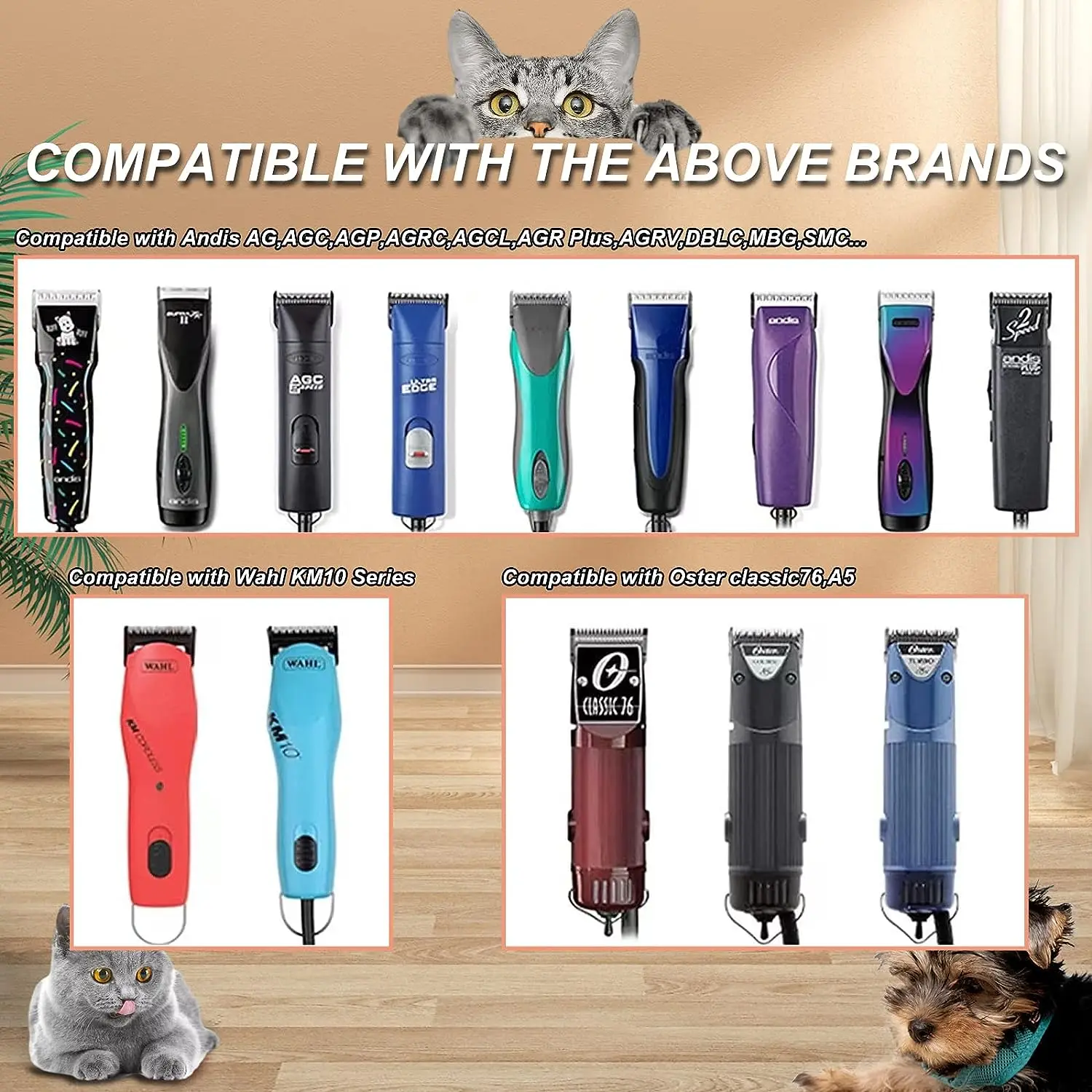 Ceramic Edge Pet Clipper Blade, Aço revestido de carbono, Acessórios elétricos para Dog Grooming, 18 dentes, Wahl, 10Pcs, Lot