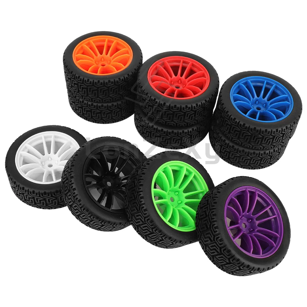 4 Stück 1/10 RC Auto Räder Reifen 68,5mm Außendurchmesser 12mm Sechskantnabe Gummireifen Kunststofffelgen für 1:10 On-Road Touring Drift RC Auto Upgrade-Teil