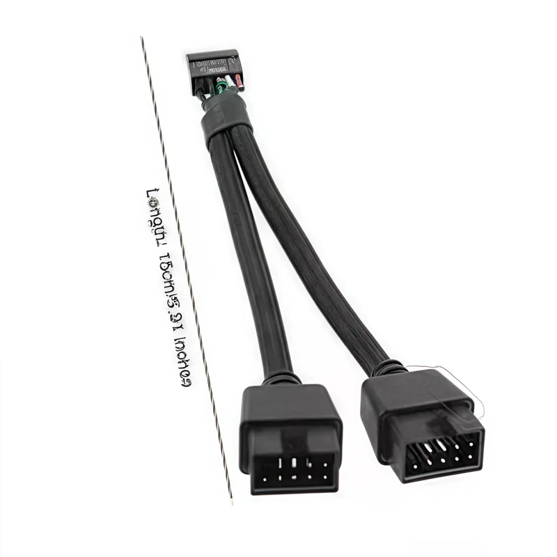 9 Pin USB 2.0 Y Splitter Cable 12cm Female to Dual Male Motherboard Extension Home PC Front Panel Headphone Jack