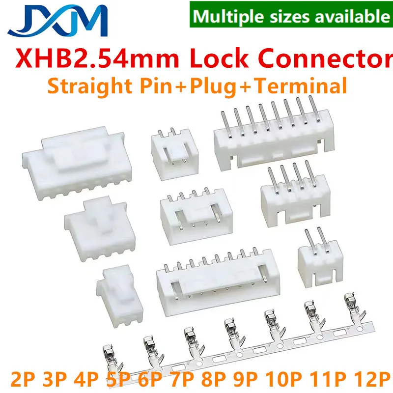XHB2.54mm Lock Connector Straight Pin+Housing+Terminal 2-12P 3P 4P 5P 6P 7P 8P 9P 10P 11P 2.54mm Pitch XHB Electronic Component