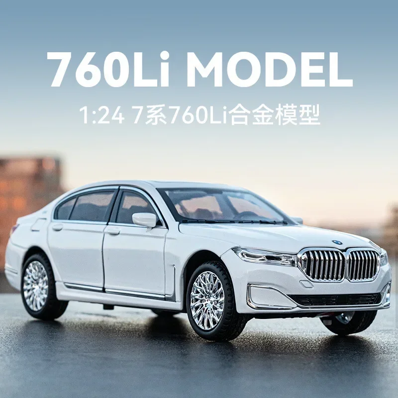 1:24 Bmw 760li Hoge Simulatie Diecast Metalen Legering Model Auto Geluid Licht Terugtrekken Collectie Kinderen Speelgoed Geschenken A616