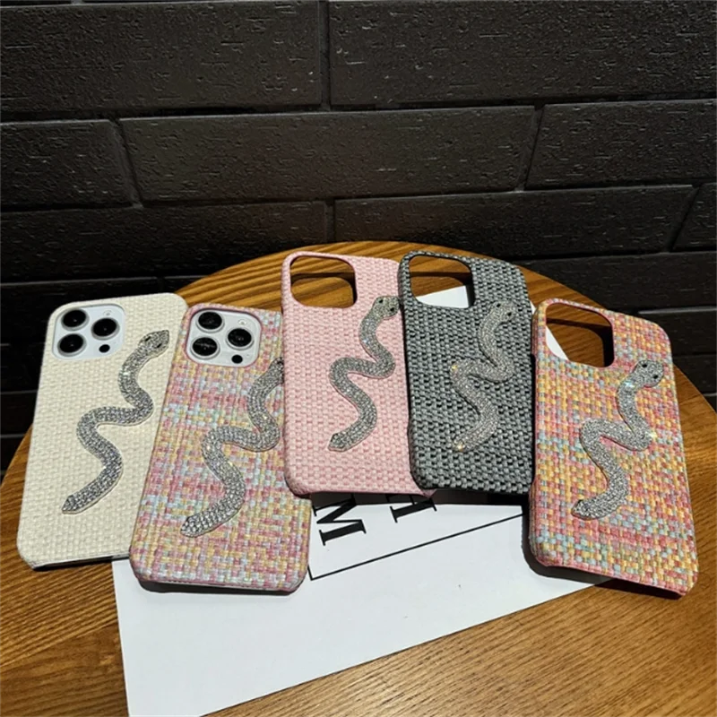 

3D Luxury Plating Flash Leather Rhinestones Snake Case For iphone 16Pro Max 15pro 14 13 12 11 xsmax xr Premium Aesthetics Cover