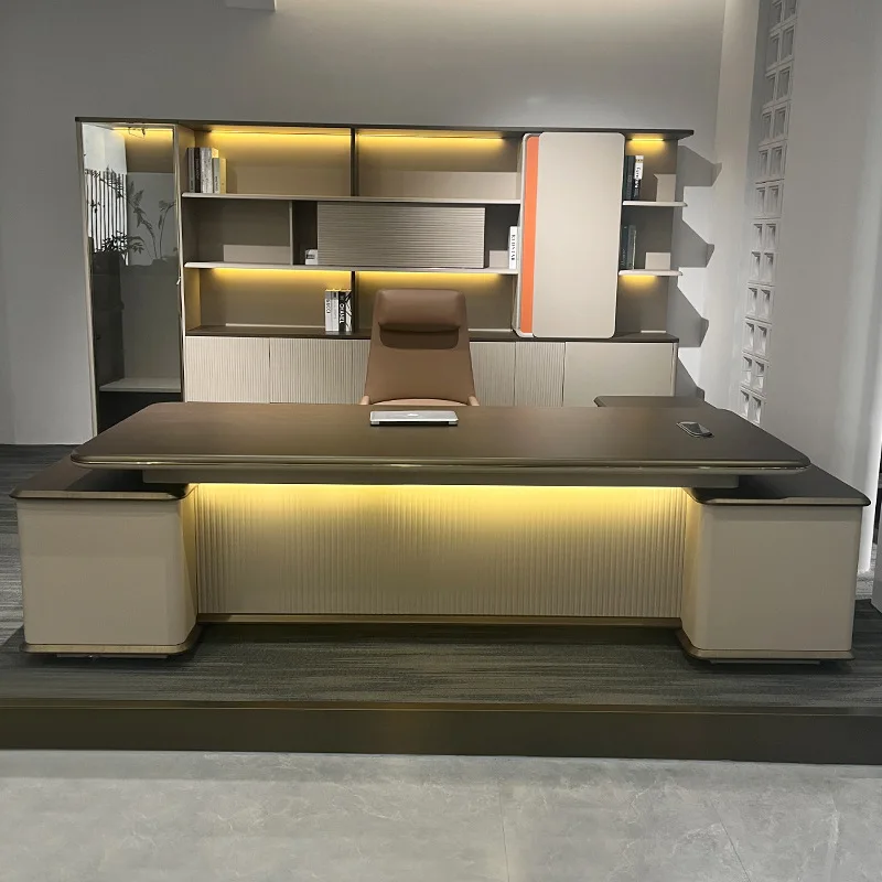 Mesa chefe moderna luz luxo alto sentido presidente mesa chefe banco